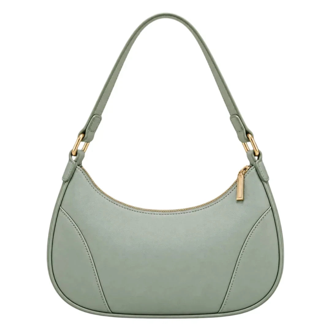 Baggis Sage Green Women’s Satchel Handbag – Soft Curved Faux Leather Bag