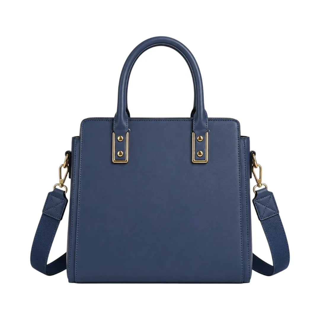 LUXPAC Blue Floral Women’s Satchel Handbag – Embossed Faux Leather Everyday Bag
