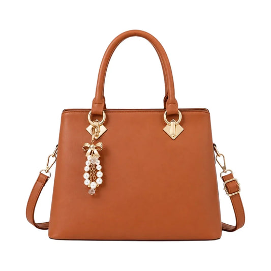 LUXPAC Brown AmberMuse Women’s Satchel Handbag – Polished Faux Leather Everyday Bag
