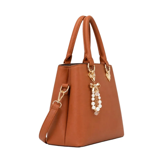 LUXPAC Brown AmberMuse Women’s Satchel Handbag – Polished Faux Leather Everyday Bag