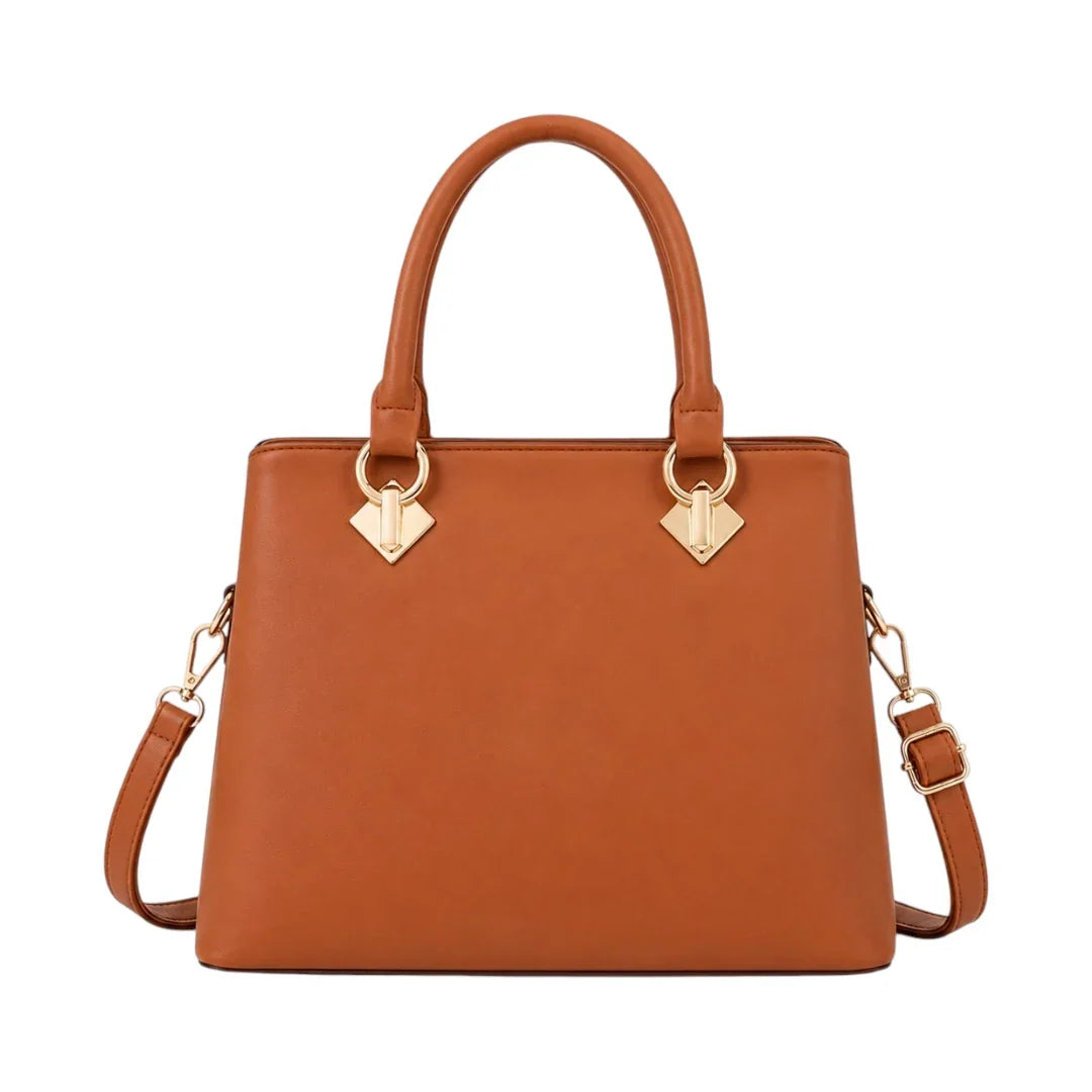 LUXPAC Brown AmberMuse Women’s Satchel Handbag – Polished Faux Leather Everyday Bag