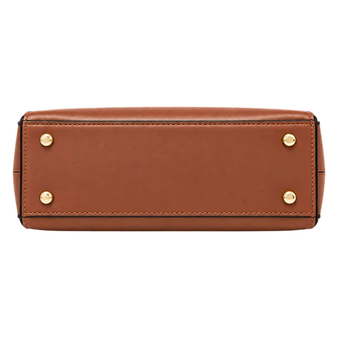 LUXPAC Caramel Brown Women’s Satchel Handbag – Structured Faux Leather Top Handle Bag