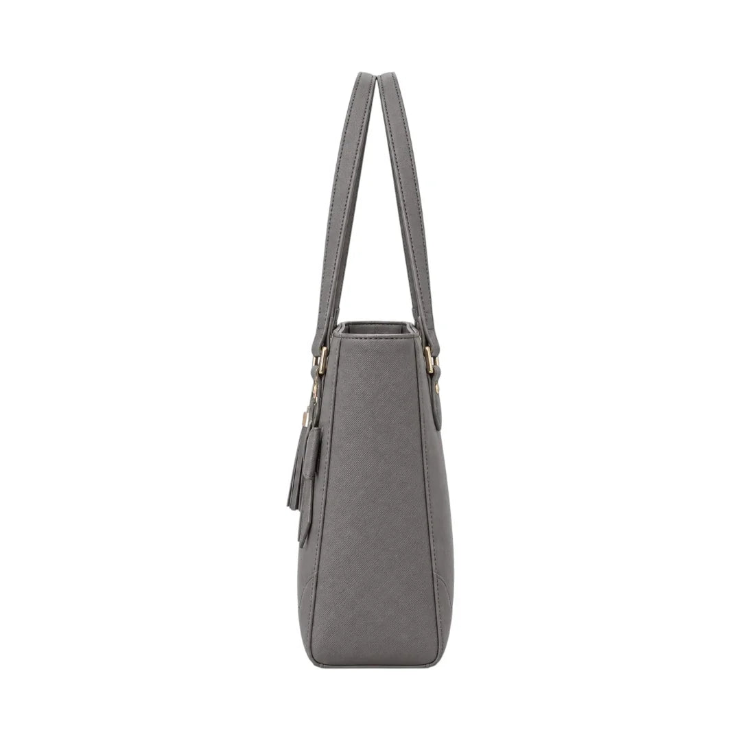 LUXPAC Grey Bow Accent Tote Bag – Elegant Tassel Front Handbag