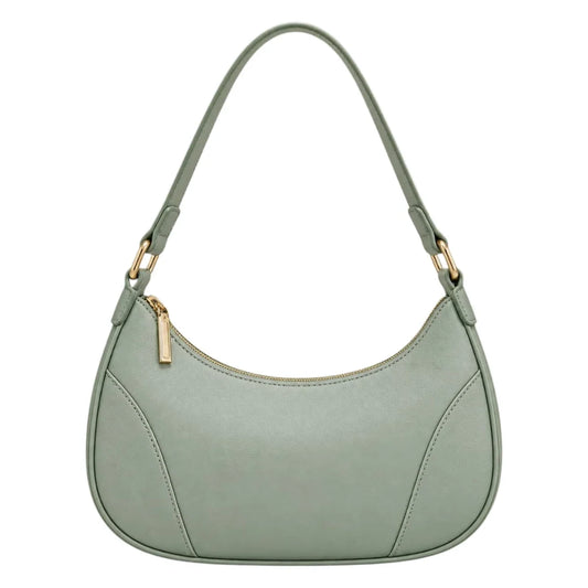 LUXPAC Sage Green Women’s Satchel Handbag – Curved Faux Leather Everyday Bag