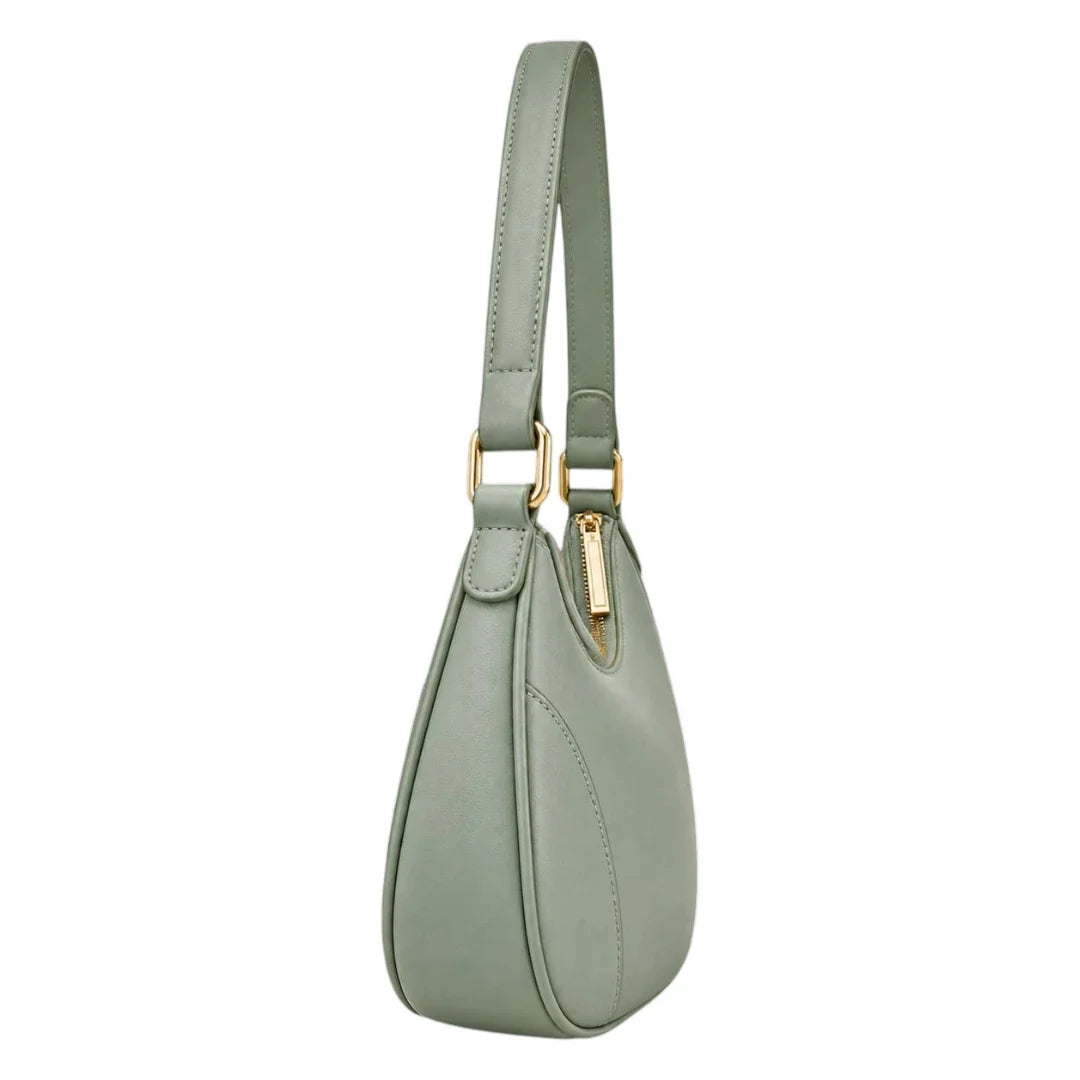 LUXPAC Sage Green Women’s Satchel Handbag – Curved Faux Leather Everyday Bag