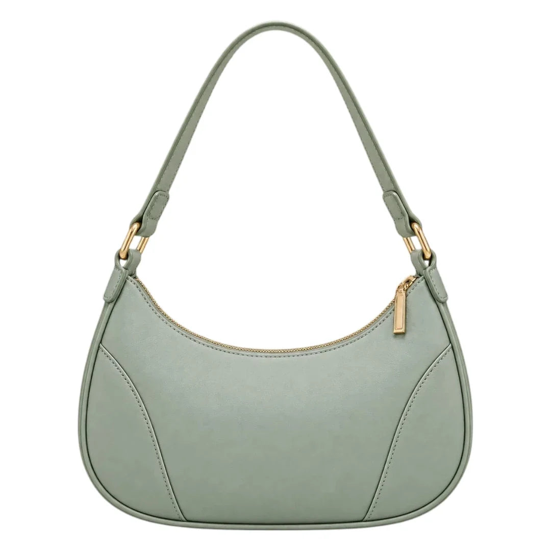 LUXPAC Sage Green Women’s Satchel Handbag – Curved Faux Leather Everyday Bag